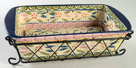 Old World Confetti Loaf Pan with Drip Tray & Metal Stand Set