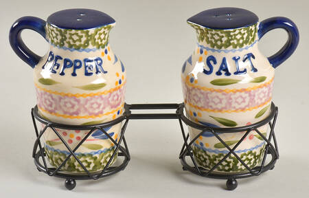 Old World Confetti Salt & Pepper w/Metal Stand