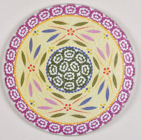 Old World Confetti Round Glass Trivet by Temp-Tations