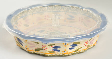 Old World Confetti 10" Pie/Baking Plate & Plastic Lid