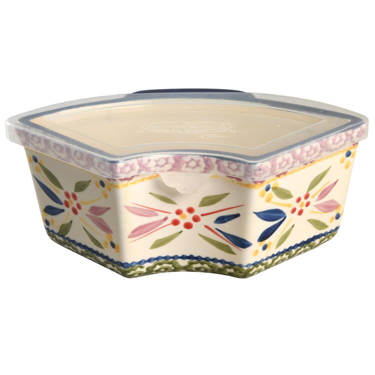 Old World Confetti 18 Oz Ramekin & Plastic Lid for Baker & Ramekins Set (Chip & Dip) by Temp-Tations