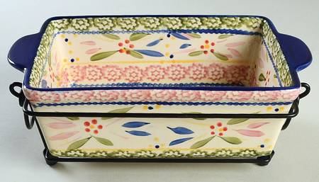 Old World Confetti 10" Rectangular Baker w/Metal Stand by Temp-Tations