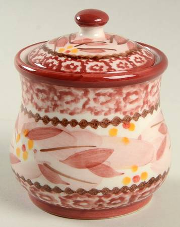 Old World Cranberry Sugar Bowl & Lid