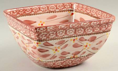 Old World Cranberry 7" Square Mixing Bowl