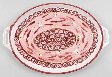 Old World Cranberry 14" Oval Handled Platter by Temp-Tations