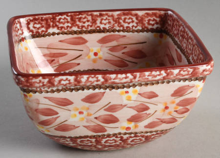 Old World Cranberry 6" Square Mixing Bowl