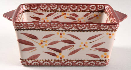 Old World Cranberry 8" Handled Rectangular Baker