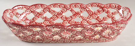 Old World Cranberry Bread Basket Tray