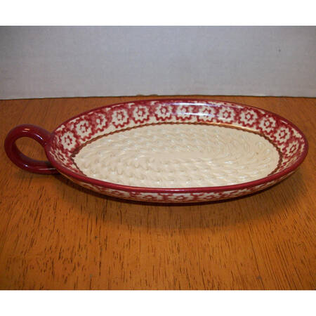 Old World Cranberry 7" Oval Handled Bowl
