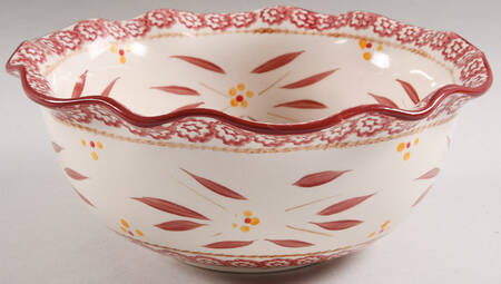 Old World Cranberry 9" Scalloped Bowl