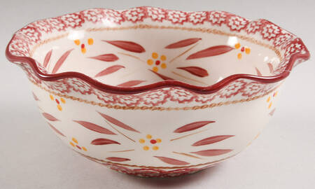 Old World Cranberry 8" Scalloped Bowl