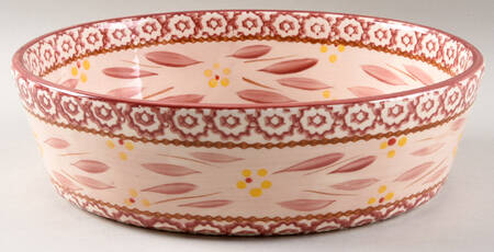Old World Cranberry Figural Oval Baker No Lid