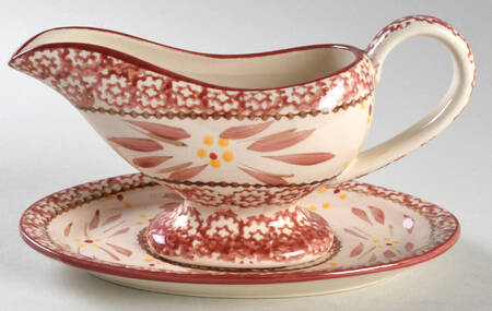 Old World Cranberry Gravy Boat & Underplate