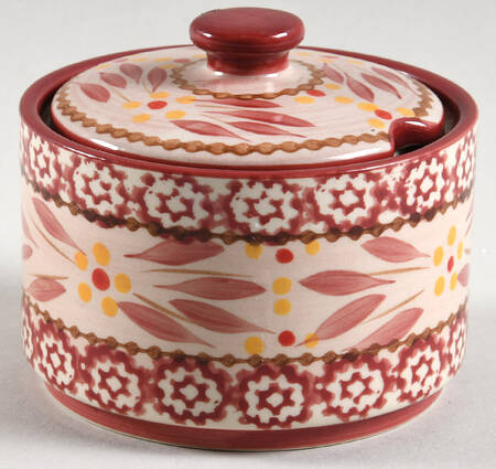 Old World Cranberry Sugar Bowl & Lid