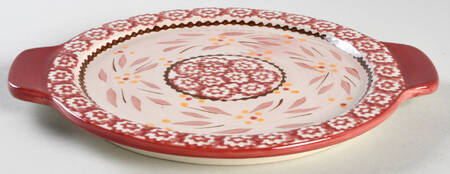 Old World Cranberry 8" Round Lid-It (Trivet,Tray,Baker Lid)