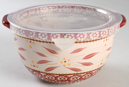 Old World Cranberry 6" 1 Qt Round Bowl w/Plastic Lid & Lid-It