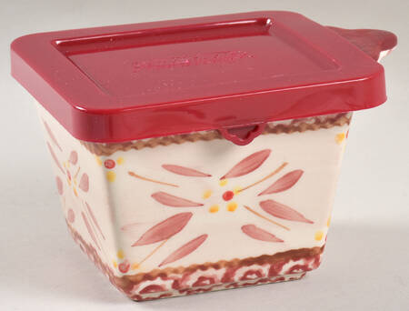 Old World Cranberry Individual Square Baker & Plastic Lid