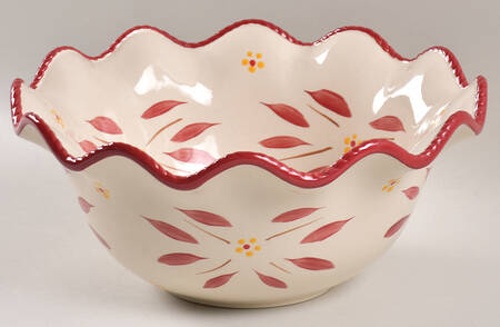 Old World Cranberry 10" Ruffled Bowl