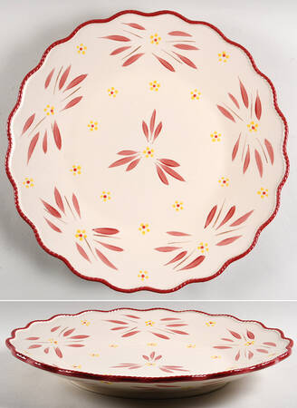 Old World Cranberry 15" Ruffled Bowl