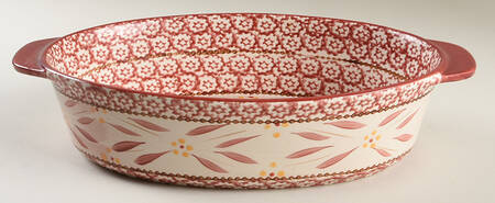 Old World Cranberry 13" Oval Baker
