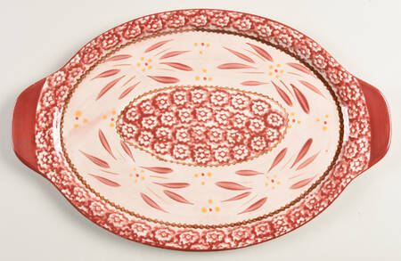 Old World Cranberry 13" Oval Lid-It (Trivet,Tray,Baker Lid)