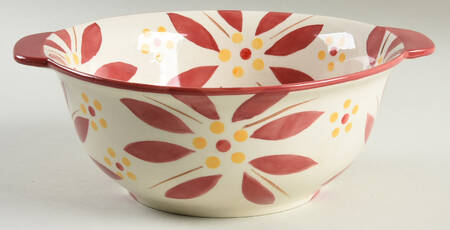 Old World Cranberry 10" Handled Nesting Bowl