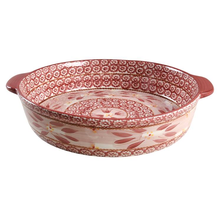 Old World Cranberry 3 Qt Round Baker No Plastic Lid for Baker & Ramekins Set (Chip & Dip)