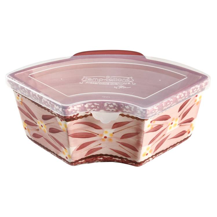 Old World Cranberry 18 Oz Ramekin & Plastic Lid for Baker & Ramekins Set (Chip & Dip)