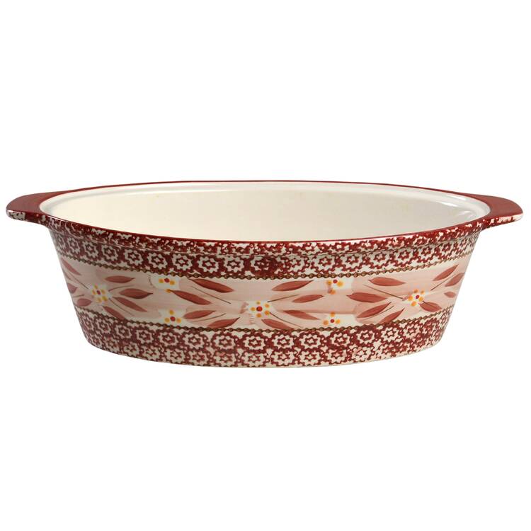Old World Cranberry 3.5 Qt Oval Covered Casserole No Lid