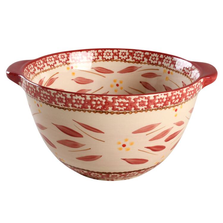 Old World Cranberry 8" Round Tab Handled Serving Bowl by Temp-Tations