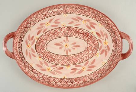 Old World Cranberry 18" Oval Handled Platter