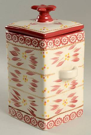 Old World Cranberry Medium Square Canister & Lid No Scoop