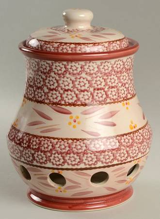 Old World Cranberry Pierced Vegetable Canister & Lid