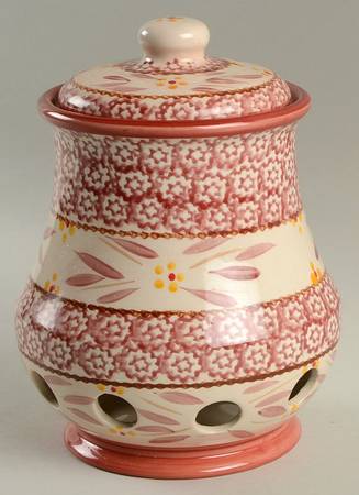 Old World Cranberry Pierced Garlic Canister & Lid