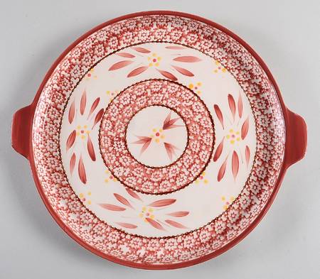 Old World Cranberry Handled Cake Plate