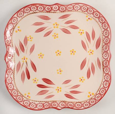 Old World Cranberry Square Dinner Plate