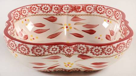 Old World Cranberry Square Cereal Bowl