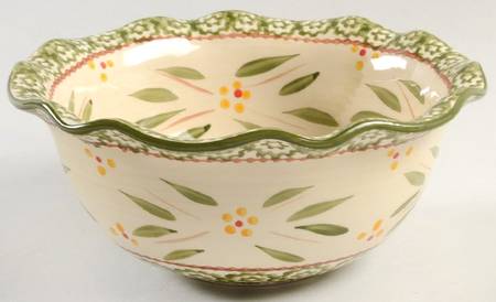 Old World Green 8" Round Fluted Bowl