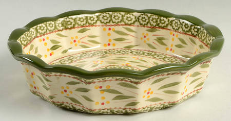 Old World Green 10" Pie Baking Plate