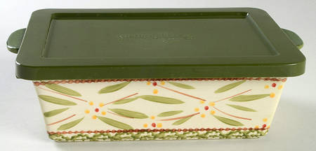 Old World Green 10" Rectangular Baker & Plastic Lid
