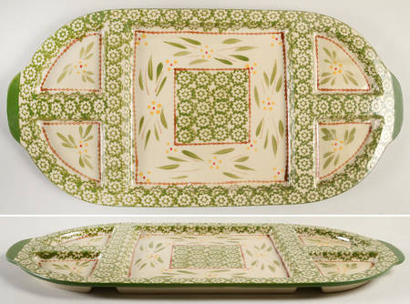 Old World Green (5 Part) Rectangular Divided Tray
