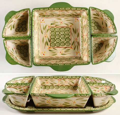 Old World Green 6 Piece Party Serving Set