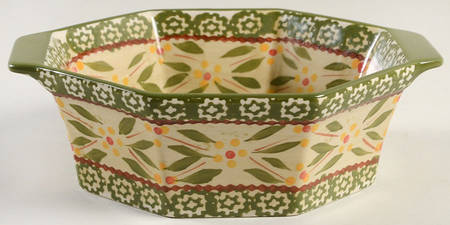 Old World Green 8" Octagonal Baker