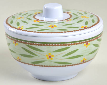 Old World Green Melamine Condimant Bowl & Lid