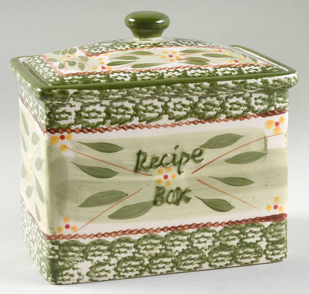 Old World Green Recipe Box & Lid