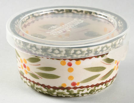 Old World Green Ramekin & Plastic Lid