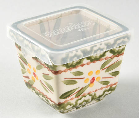 Old World Green Small Ramekin with Plastic Lid