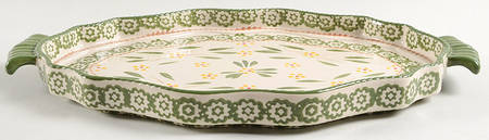 Old World Green 14" Oval Scalloped Deep Lid-It (Tray, Baker Lid)