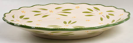 Old World Green 15" Ruffled Bowl
