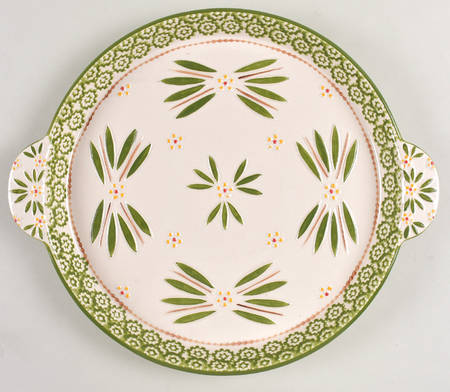 Old World Green 14" Round Handled Platter